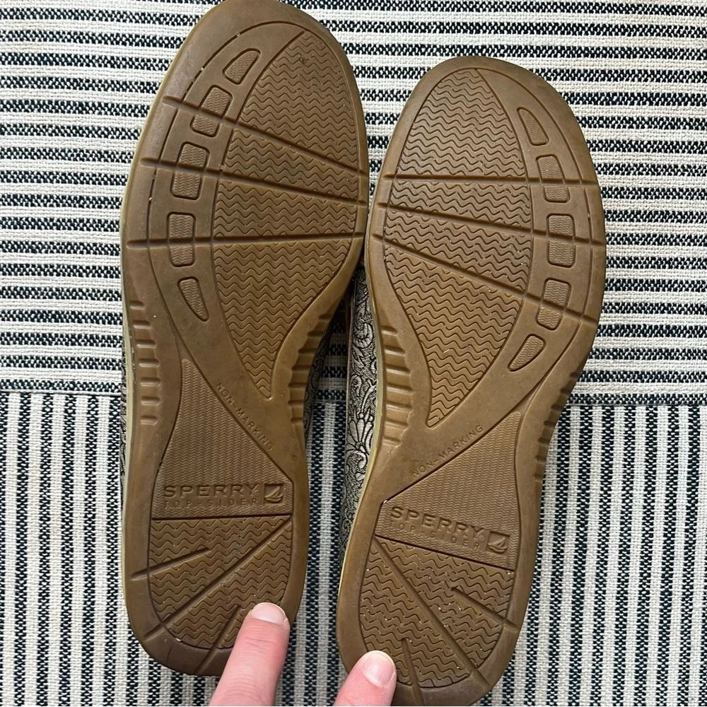 8.5 Sperry Top Sider Angel Fish Leather Loafers Metallic Detail Boat Shoes